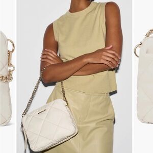 MZ Wallace Cream Quilted Crossbody Bag with Gold Chain limited edition.